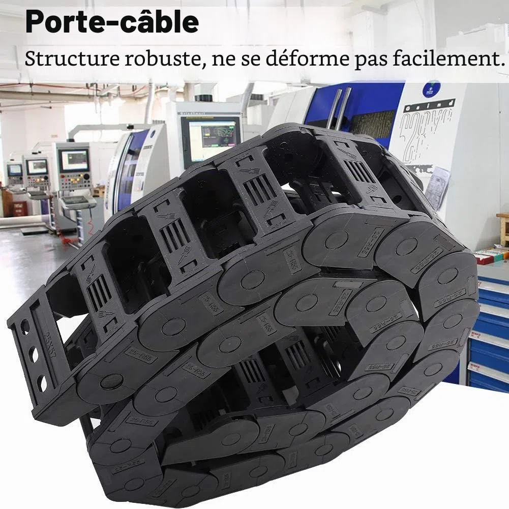 Chaîne porte Câbles, 100 cm 25 x 57 mm Nylon chaine plastique Pour l'Imprimante 3D, ouverte des deux côtés, chaîne de traînée, Transporteur pour 3D Imprimante CNC Routeur Machine