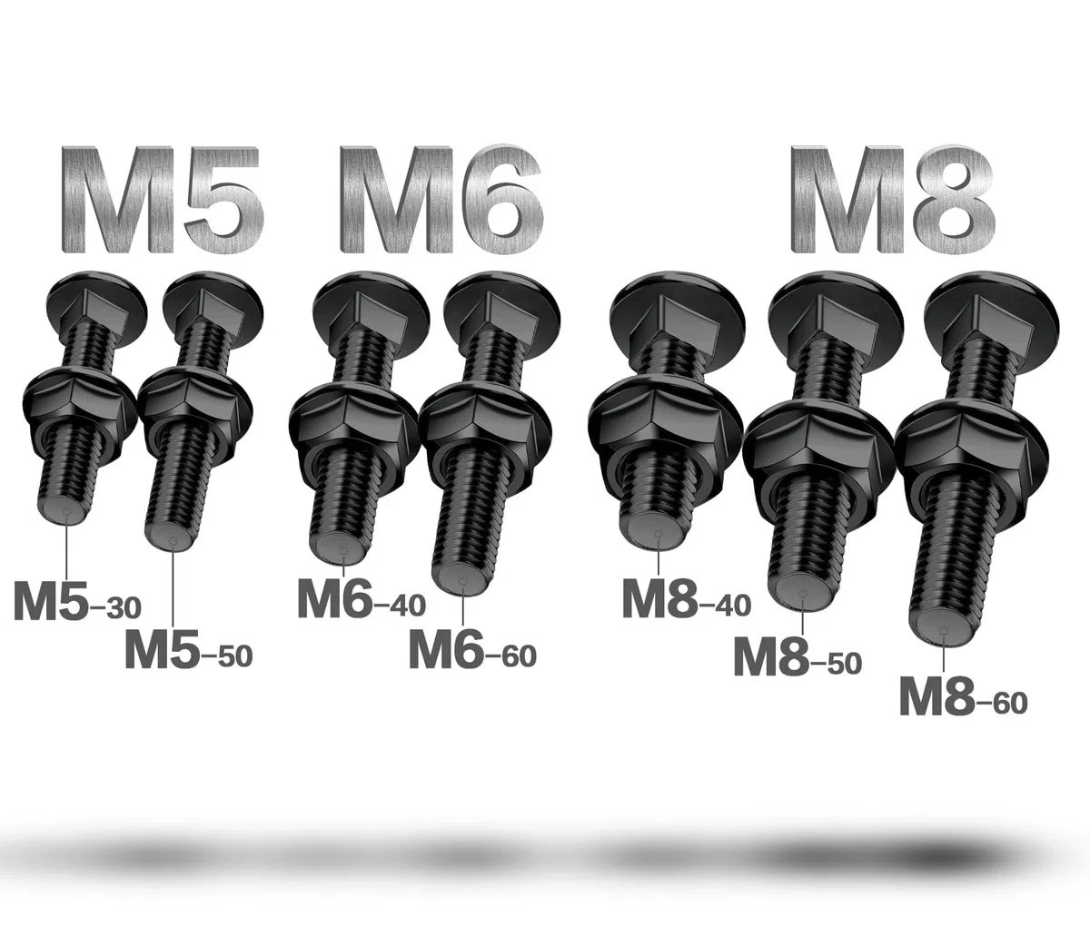 SWTYExt 25 Pièces Boulon M8x60mm Carrosse Boulons Acier Inoxydable 304 avec Ecrou M8 DIN 6923 pour Bâtiment Machines Industrielles Automobile Motos Décoration Maison