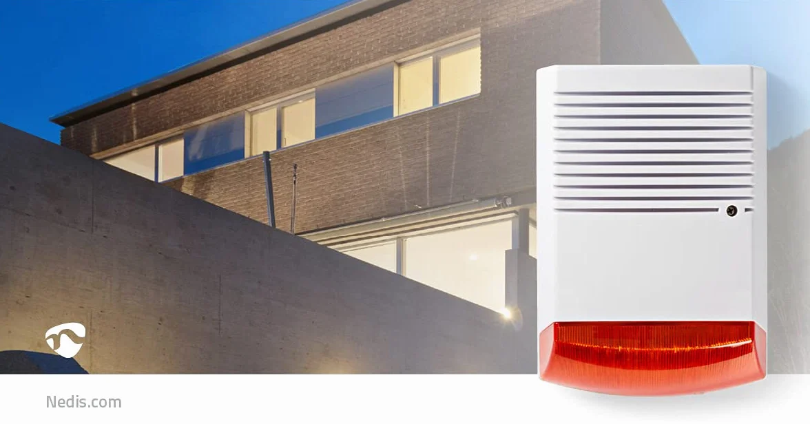 Nedis Sirène de sécurité simulée IP44 Blanc/Orange