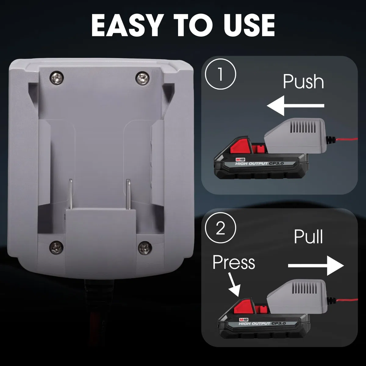 TONSIM Adaptateur pour Batterie 18V Milwaukee – Convertisseur Step-Down avec Prise Allume-Cigare – Compatible avec Toutes Les Batteries 18V Milwaukee – Idéal pour Outils 12V et Accessoires Auto