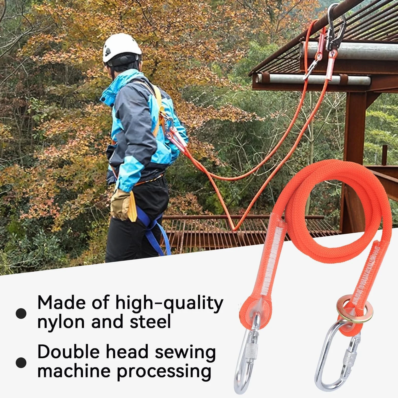 HERCHR Longe De Protection Contre Les Chutes, 1,6 M Petite Boucle De Ceinture De Sécurité pour Travaux Aériens