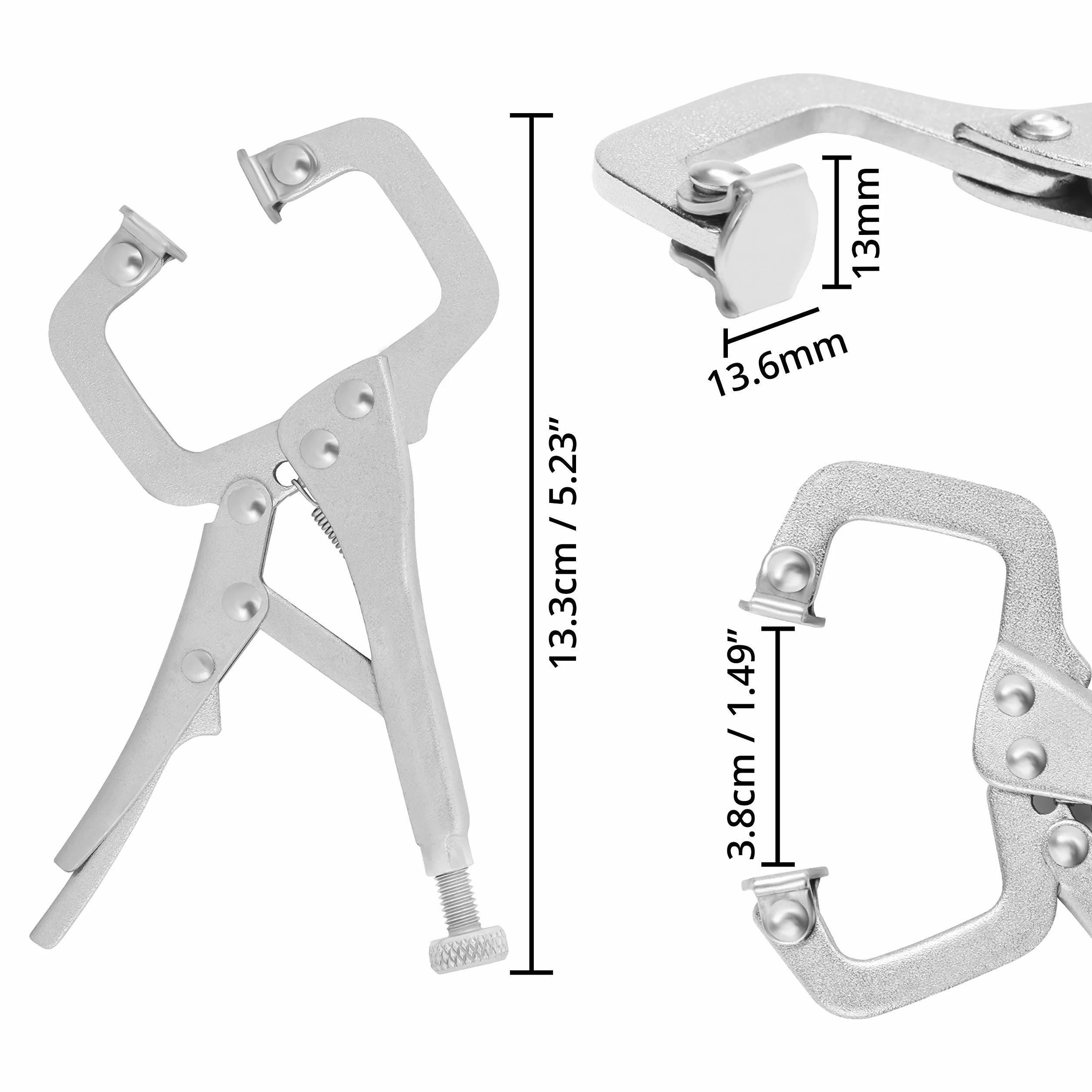 Kurtzy 13,3 cm Pince de Serrage C en Métal avec Vis Réglable et Plaques Pivotantes (Lot de 4) - Pince Etau Utilisation Facile et Rapide pour les Surfaces Inégales, Angles, Artisanat et Loisirs