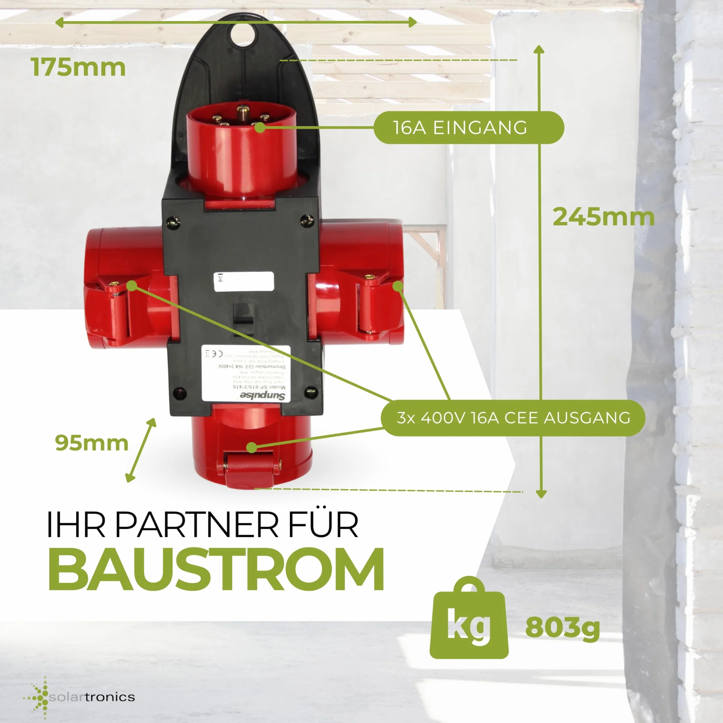 Construction Distributeur de courant 16 A 3 x 400 V