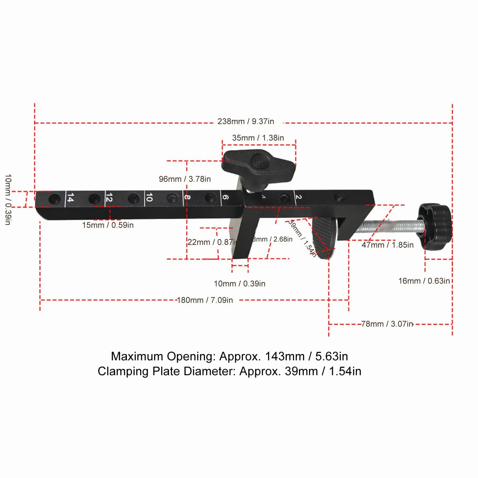 Pince en C pour le Travail du Bois, Clip G Réglable de 10 à 140 Mm pour la Fixation du Perçage de Coupe, Pinces en C de Résistance Industrielle en Acier au Carbone en Aluminium