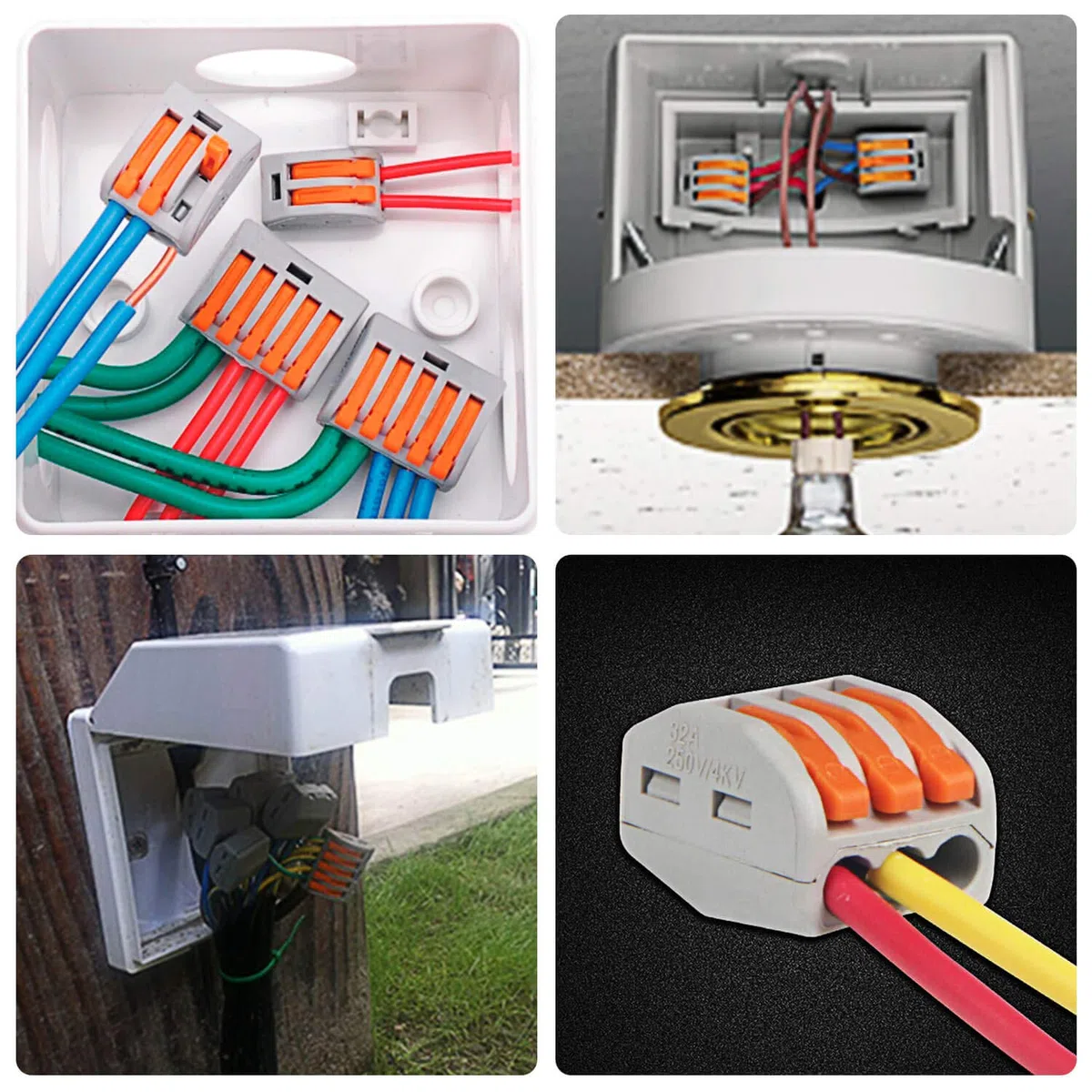 60 pièces Connecteurs électriques avec levier de commande,20pcs 2 entrées, 30pcs 3 entrées,10pcs 5 entrées Blanc (2/3/5)