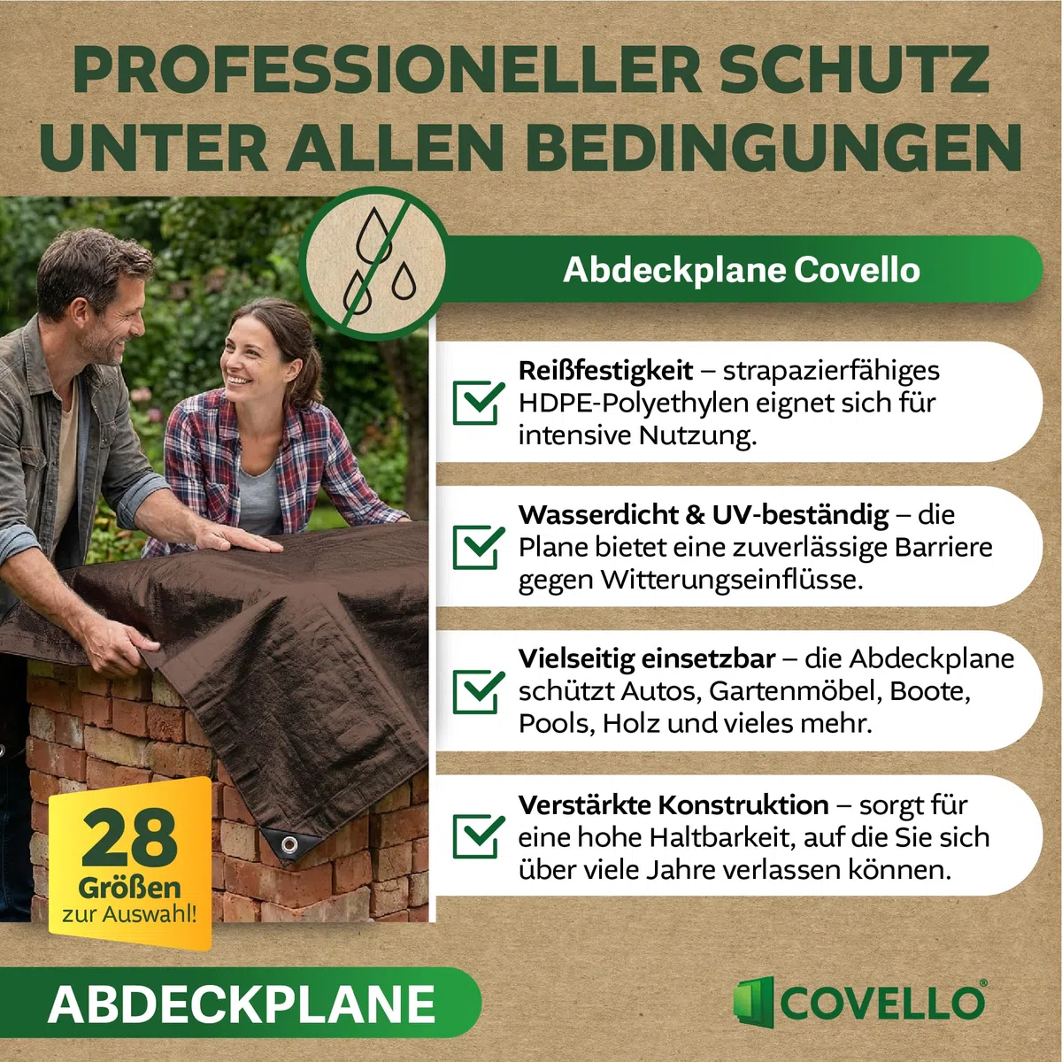 Bâche Professional Line 180g/m² | Bâche de Protection extérieure 6m x 2m | Bâches en polyéthylène avec œillets | Anti-déchirure et Protection UV | Bâches Multiusage I Large Choix de Tailles