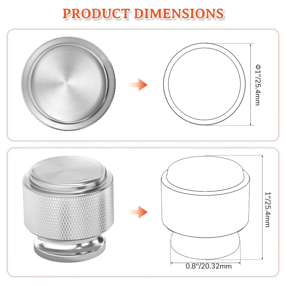 FURNIWARE Lot de 10 boutons de placard en nickel satiné brossé, poignée à trou unique de 25 mm, tirettes d'armoire de cuisine argentées, boutons de porte modernes pour tiroir, commode, garde-robe