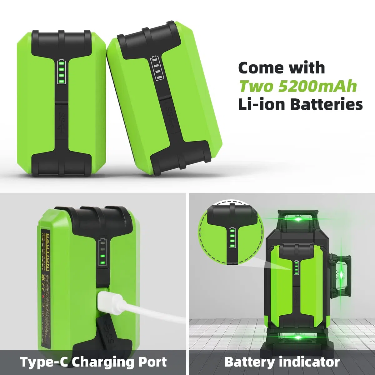 Niveau laser 360 autonivelant, Huepar 4x360 niveau laser 16 lignes vert 4D Croisé Lignes Laser d'extérieur rechargeable acev impulsion mode, 2 Batteries Li-ion, Support Magnétique, Transport Rigide