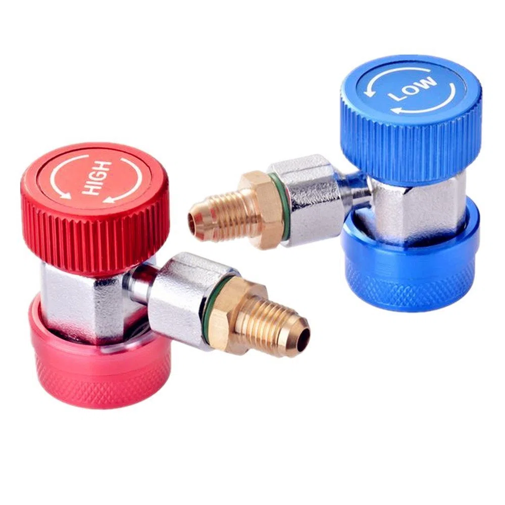 Youngine Adaptateur de raccord Rapide R134A Ajustable, raccords, kit de Conversion de Tuyau de jauge de collecteur de climatiseur Haut/Bas, 1/4 "SAE HVAC