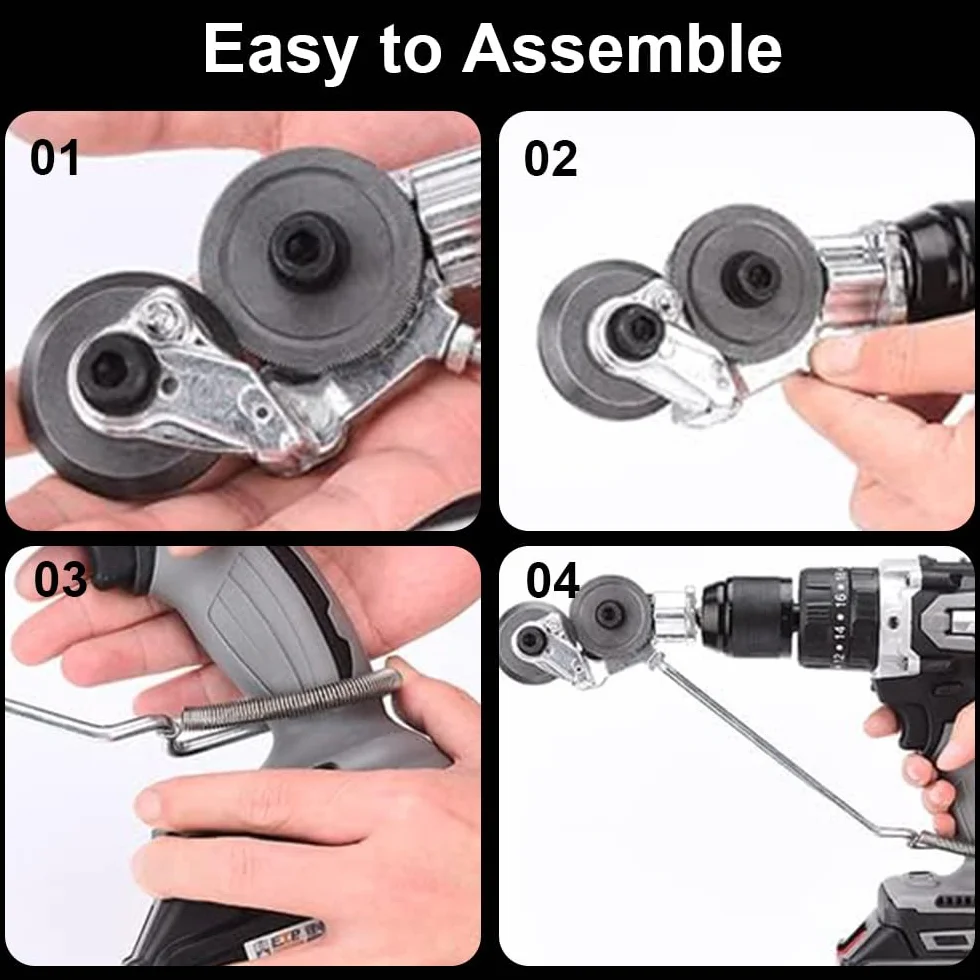 Grignoteuse de Tôle, Coupeur de Plaque de Perceuse Électrique, Accessoire de Perceuse Électrique pour Couper le Fer, l'Acier, le Cuivre, l'Aluminium (Universel)