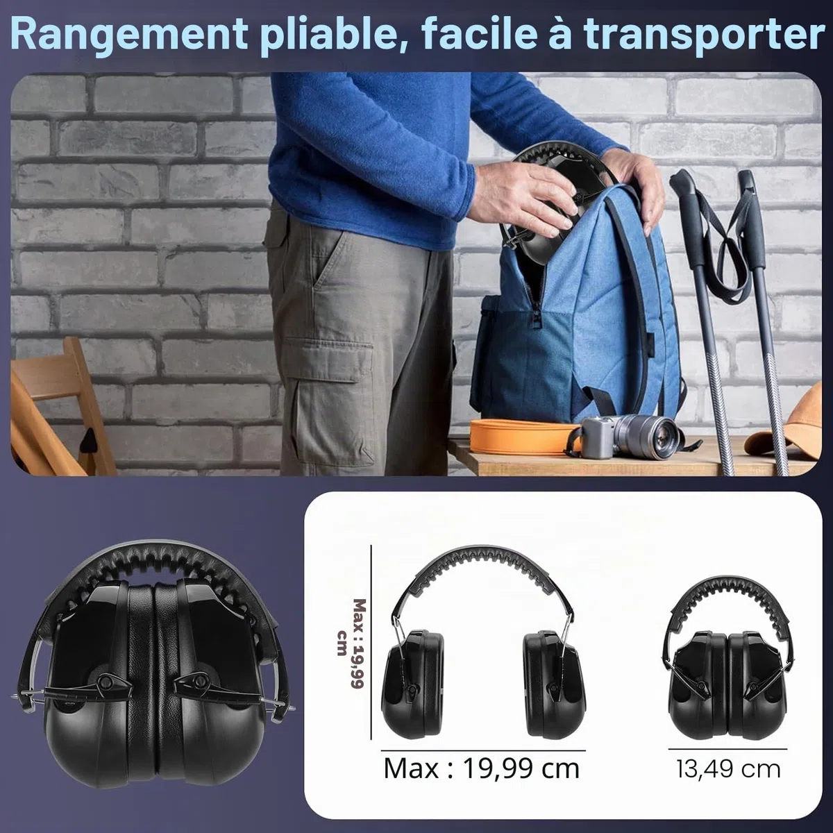 Floriogra 2 Paquets Casque Anti Bruit Adulte, 31dB Certifié CE, Protection Auditive pour Travail, Autisme, Bricolage, Tonte, Chantier, Tir, Casque Sensoriel, Réduction de Bruit Professionnelle