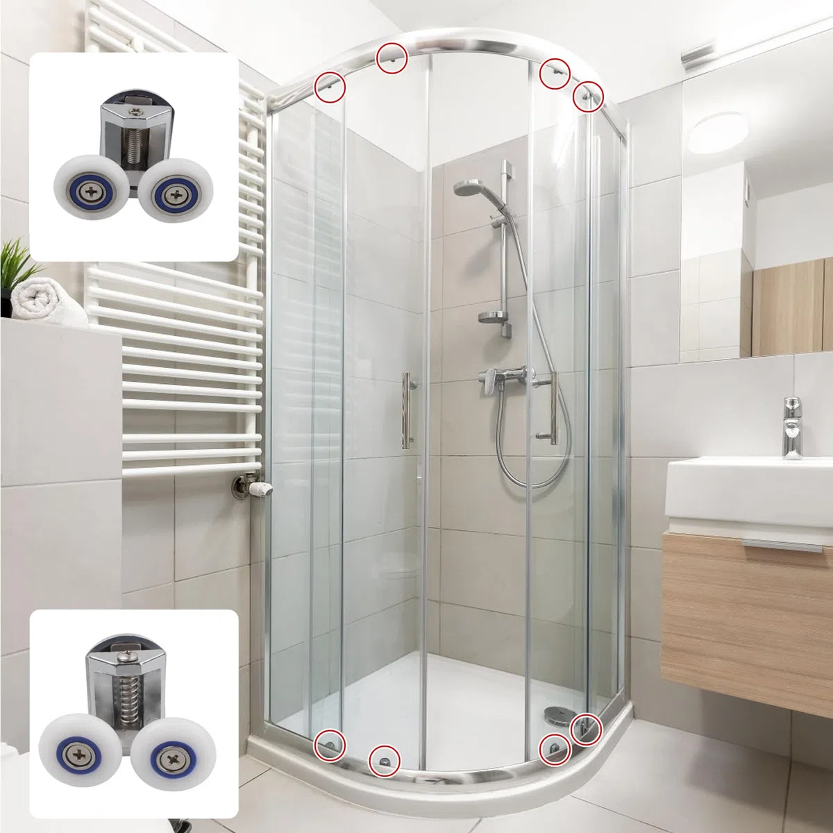 4pcs 26mm Roulette Porte De Douche, 26mm Rouleau De Porte De Douche Dans Portes De Douche, Roulette Porte Coulissante Douche Pour Trou De Verre De 4-8mm