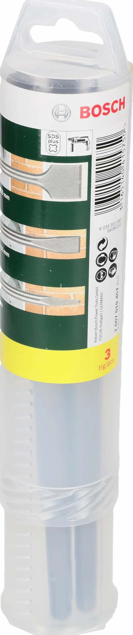Bosch Accessories 3 pièces it de burins SDS plus (pour le béton et la maçonnerie, accessoires pour marteau burineur) 2607019457 Argent
