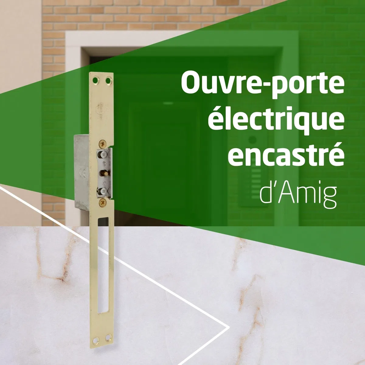 Amig - Gâche électrique encastrable pour contrôle d’accès - Compatible avec pêne demi-tour européen 13 mm - Têtière 250 x 25 mm - Acier laitonné verni - Doré - 8-12 V AC/DC - Mod. 20 avec inhibiteur