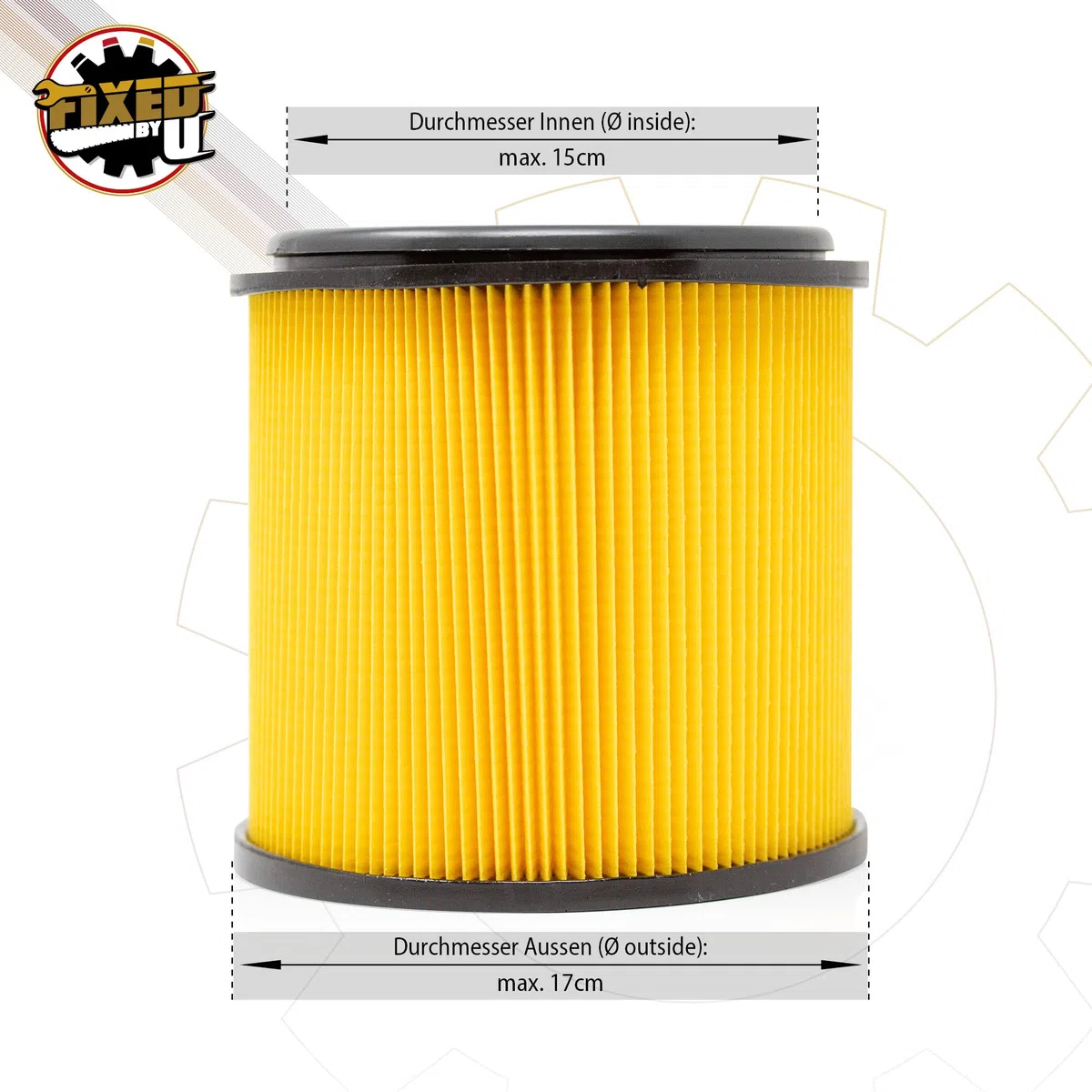 Cartouche filtrante de rechange avec couvercle à baïonnette - Compatible avec les aspirateurs Parkside PNTS 23E, 1250, 1300, 1400, 1500 A1, B1, B2, B3, C1, C3, C4, D1, D3, E2, E4, F2, F5