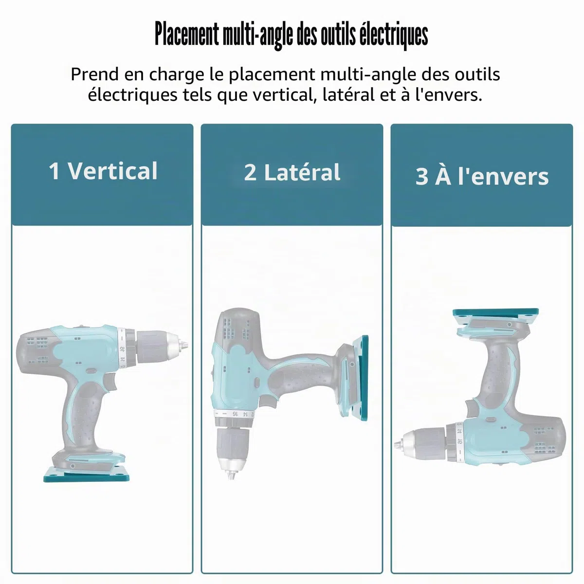 APACALI 12 Pièce Porte Outils Mural pour Makita 18 V, Support de Batterie pour Makita 18 V avec 48 Vis, Support de Machine pour Outils de perçage, bleu, 14,4-18 V
