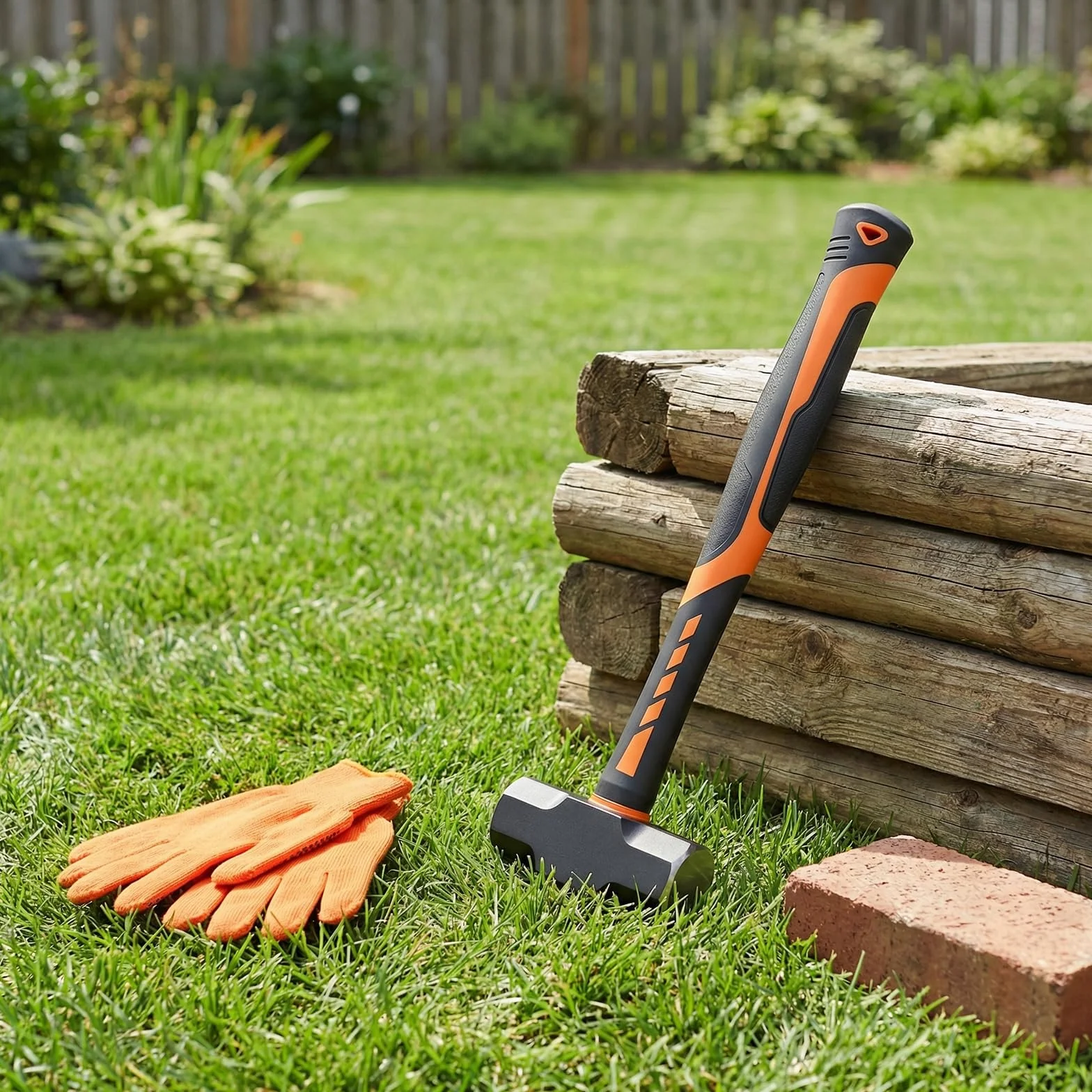 Maillet 2000 g avec manche en fibre de verre, marteau de proposition | Marteau de jardinage de haute qualité avec tête en acier au carbone de 2 kg - Avec gri antidérapant de 32 cm