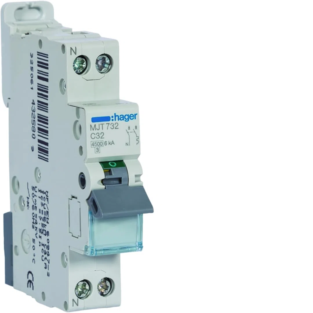 disjoncteur hager - 1 phase + neutre - 32a - 4.5ka - courbe c - vis / vis