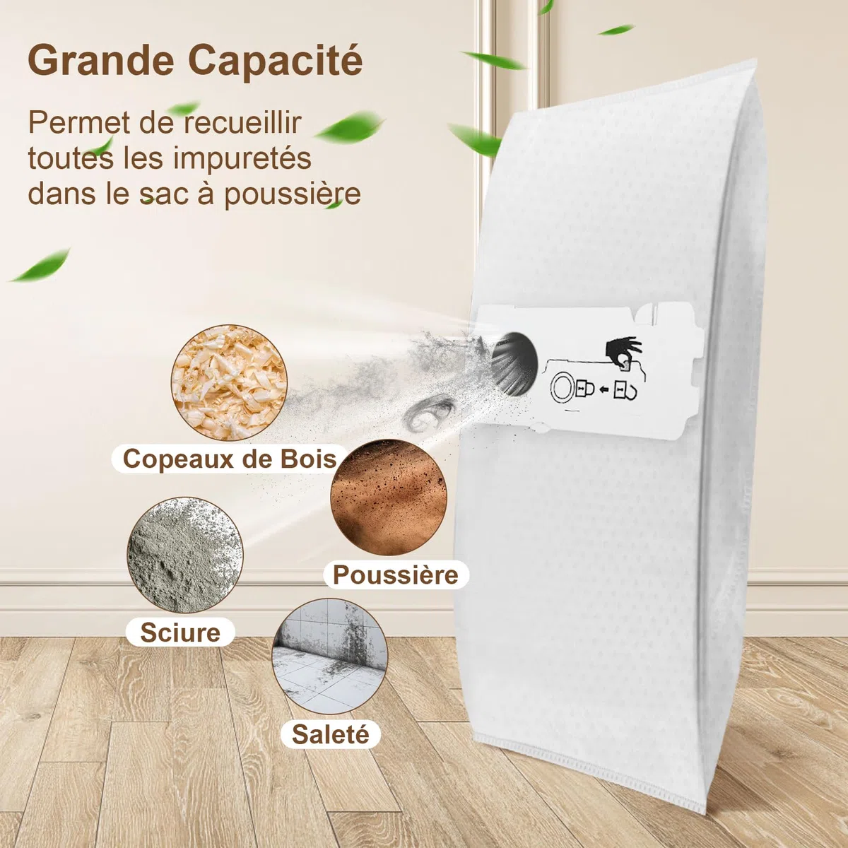 Lot de 10 Sacs à Poussière pour aspirateur Festool CT MINI/MIDI 2019+,Sac Filtre SELFCLEAN SC-FIS-CT MINI/MIDI-2/5/CT15 pour Festool,204308