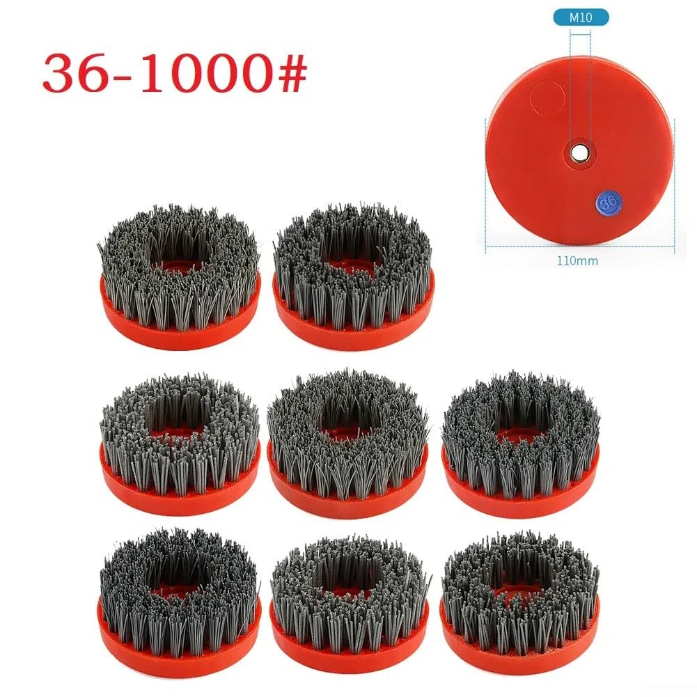 Brosse de nettoyage pour meuleuse d'angle de 10,2 cm, brosse abrasive circulaire, brosse antique pour pierre et granit M10, 320#