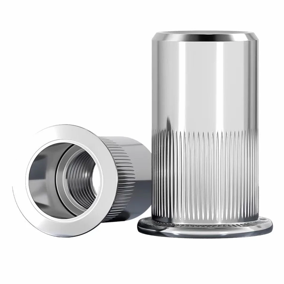 Lot de 50 écrous à rivets aveugles M10 en acier inoxydable, inserts filetés à tête plate, écrous à riveter robustes à tête fraisée pour plaques métalliques et en plastique