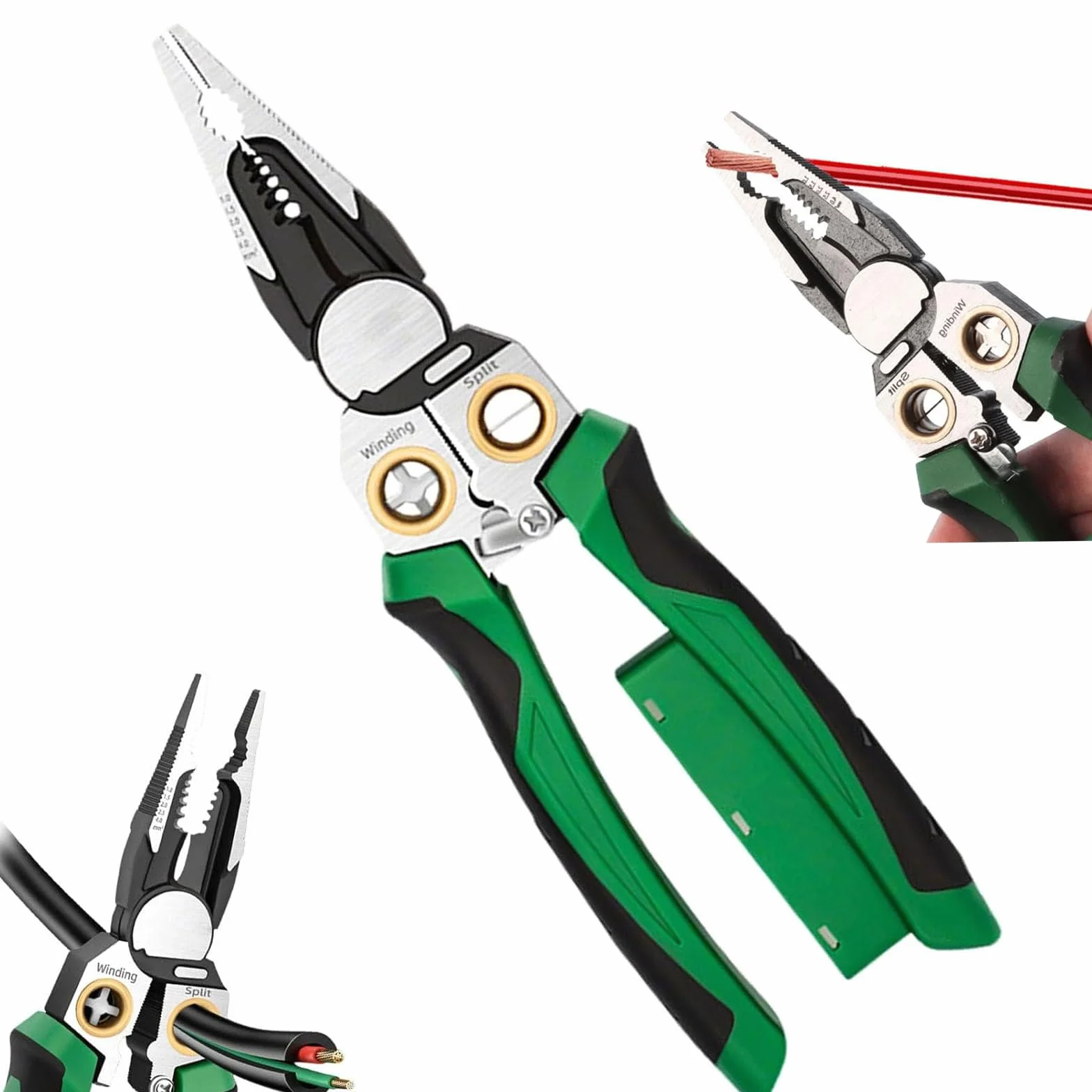 Pince à Dénuder 8 en 1 avec Testeur de Tension | Outil Multifonction Électricien pour Couper, Câbler, Tirer les Fils | Ciseaux à Câble avec Détection de Sécurité