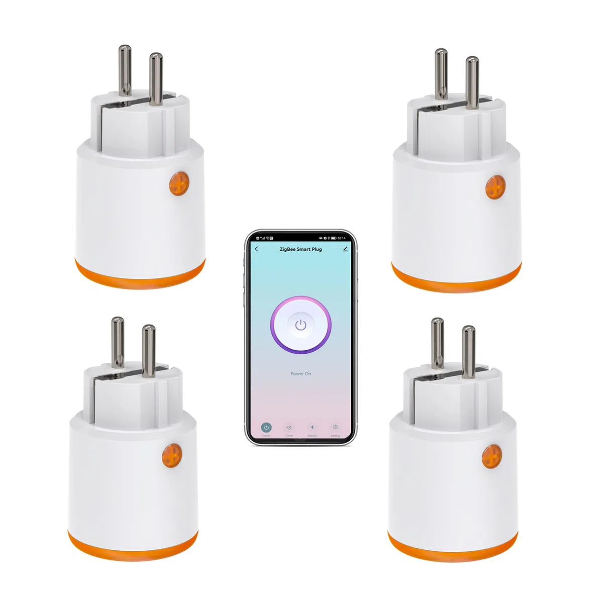 Smart Power Plugs - Zigbee Smart Plug with Metering and Timer Function, Tuya App Control, Push Notification, Zigbee Hub Required, 16A Socket, Work with Alexa, Google Home (4PCS)