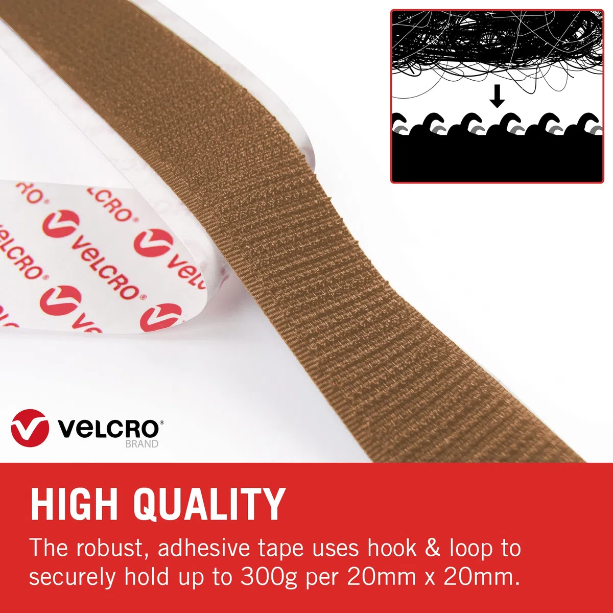 Velcro Marque, Ruban Adhésif Auto-Agrippant À Crochets Et Boucles, Qui Se Coupe À La Longueur Désirée & Parfait Pour La Décoration De Pièce, Maison, Bureau, Dans Le Garage, Beige 20 Mm X 10 M