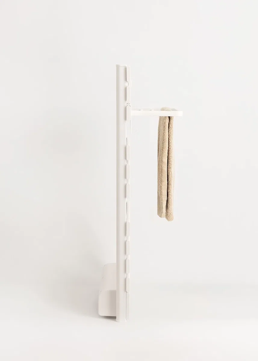 CREATE/Etagère avec Crochets et 3 Barres pour Porte-Serviettes Blanc/Etagère supplémentaire, Permet de Suspendre Les Serviettes, 46x23x2 cm