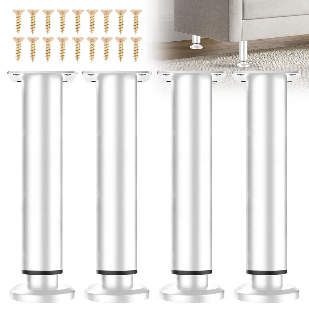 Lot de 4 Pieds de lit réglables en Hauteur 18-30 cm - Supports Universels en Métal pour Sommier à Lattes, Armoire, Canapé - Kit de renforcement Robuste pour Meuble et Lit - Blanc