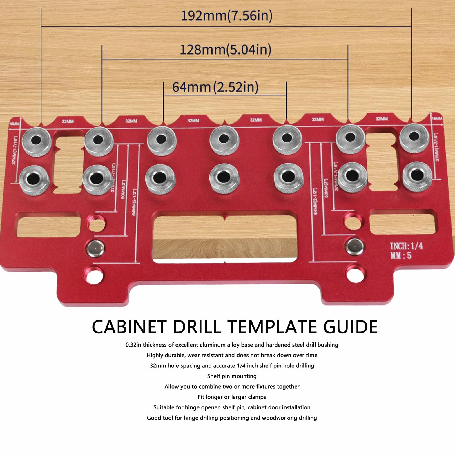 Gabarit de Perçage de Goupille D'étagère, Gabarit de Perçage de Trou D'armoire en Alliage D'aluminium, Gabarit de Perçage de Goupille D'étagère pour Gabarit de Matériel D'armoire