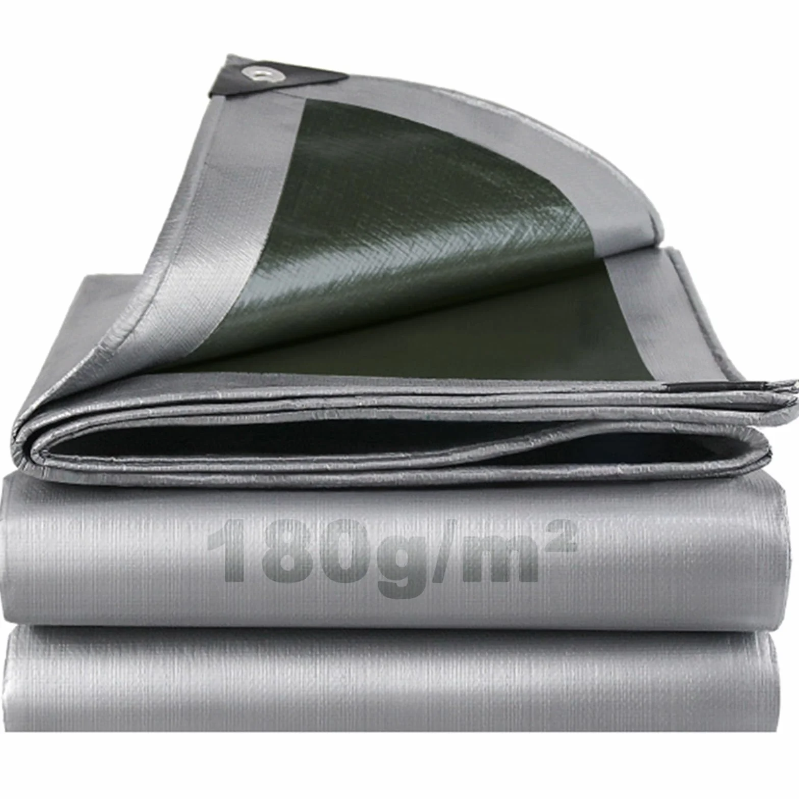 SHANNA Bâche de Protection Exterieur avec Oeillets, 2x3m 180 g/m² PE Bâche Voiture Piscine, Imperméable Résistante aux Déchirures UV Intempéries, Bâches Multiusage pour Meubles de Jardin, Vert Argenté
