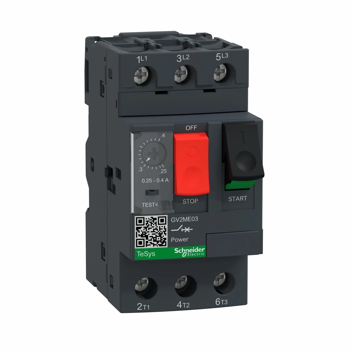 Schneider Electric - TeSys GV2ME - disj, moteur - 0,25,0,4A - 3P 3d - déclencheur magnéto-thermique - GV2ME03