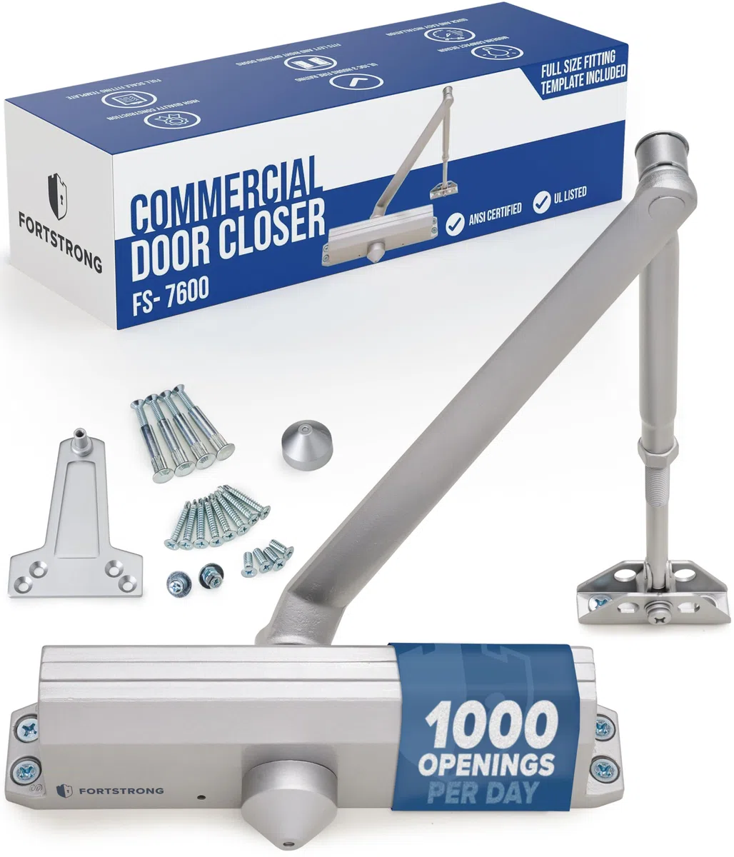 Fermeporte Fs7600 automatique réglable Commercial Heavy Duty Mécanisme hydraulique Ferme porte automatique avec installation facile la vie de la taille Modèle de fixation et instructions Argent