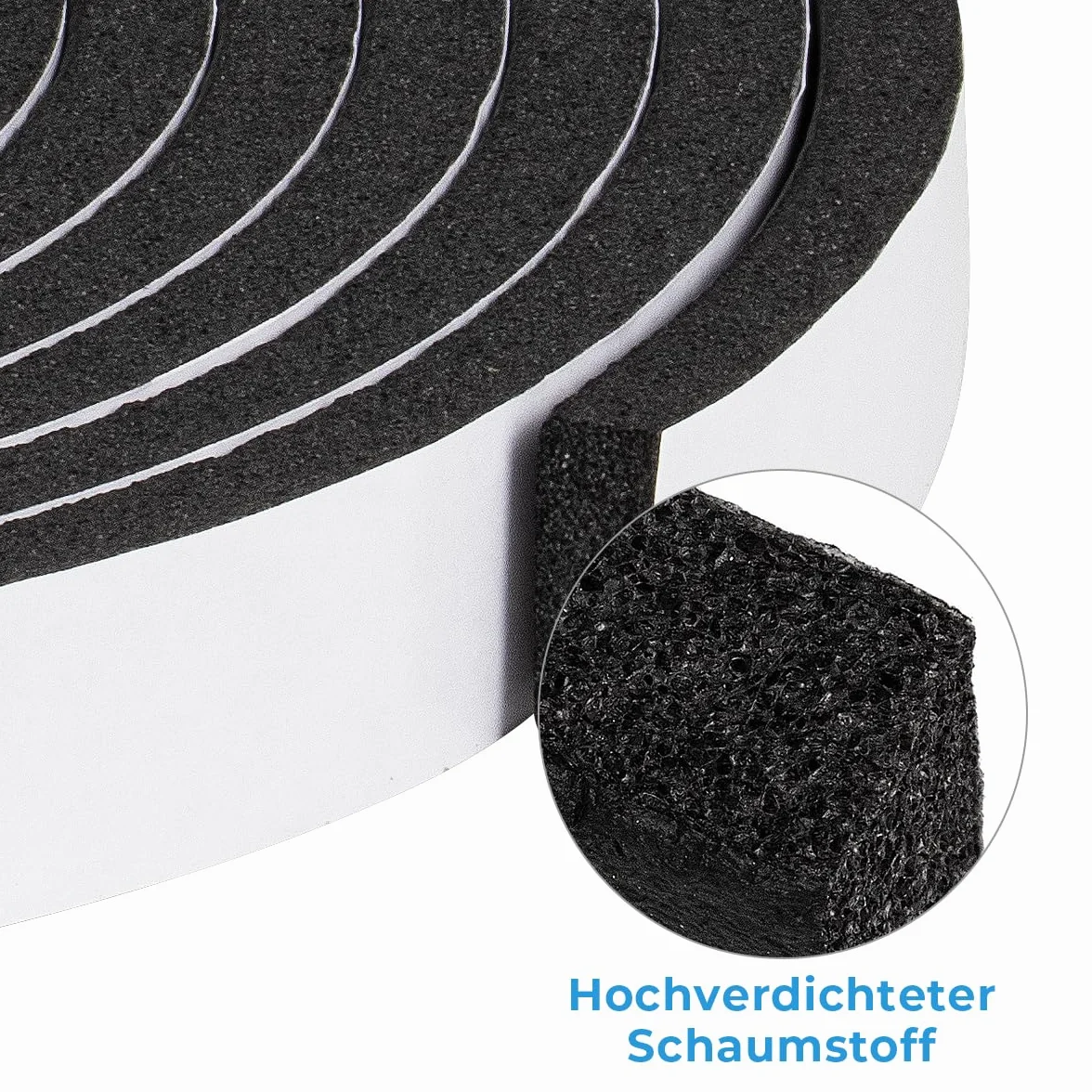 Bande d'étanchéité autocollante en mousse 25 mm (l) x 20 mm (H), caoutchouc mousse autocollant pour porte fenêtre, résistant aux intempéries, anti-collision, isolation acoustique, longueur totale 5m