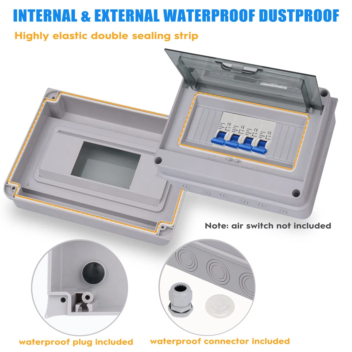 Coffret Electrique, Coffret Electrique Etanche Exterieur IP65, 8 Modules, Avec Terminaux, Rails Intégrés et Accessoires, Pour Une Utilisation à L'extérieur