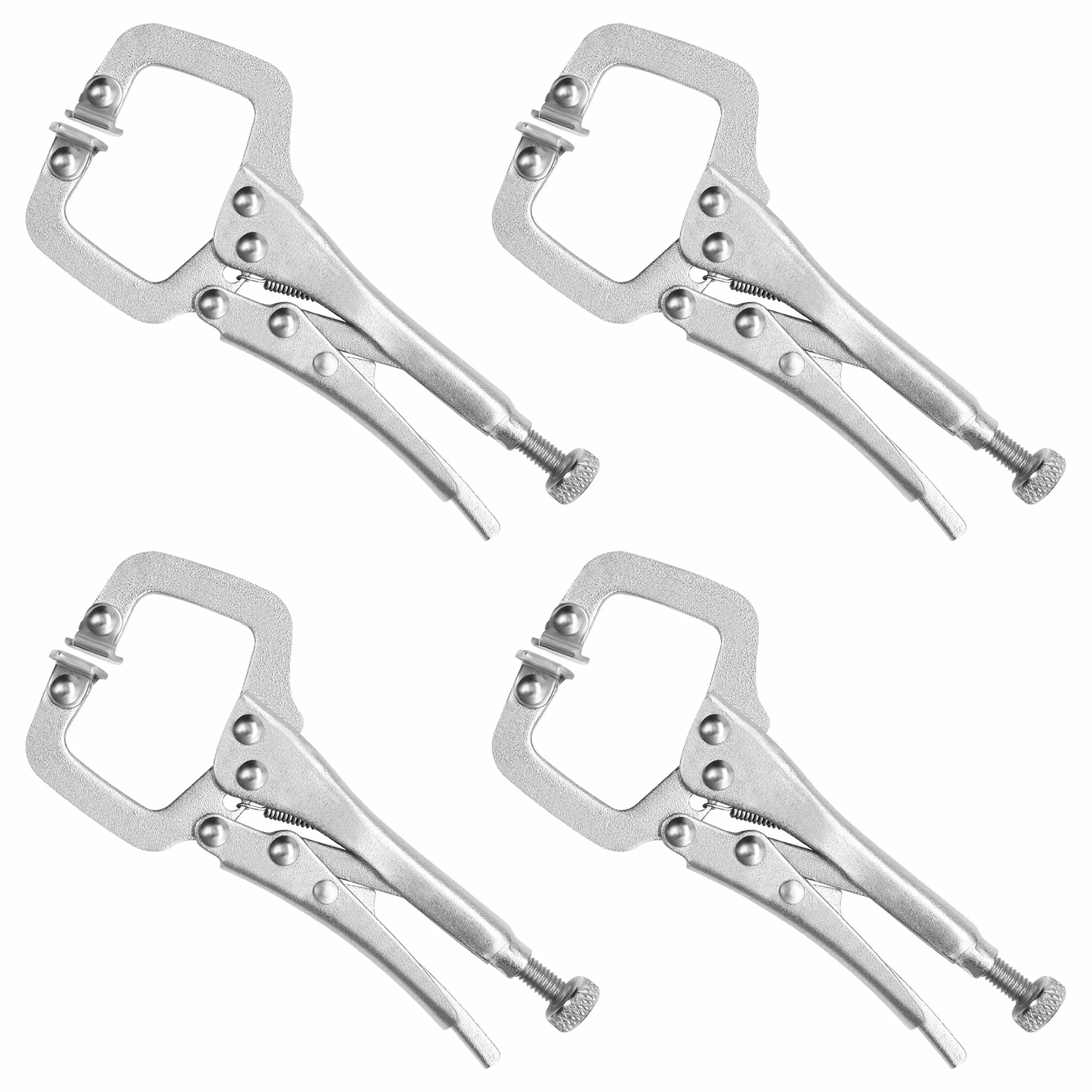 Kurtzy 13,3 cm Pince de Serrage C en Métal avec Vis Réglable et Plaques Pivotantes (Lot de 4) - Pince Etau Utilisation Facile et Rapide pour les Surfaces Inégales, Angles, Artisanat et Loisirs