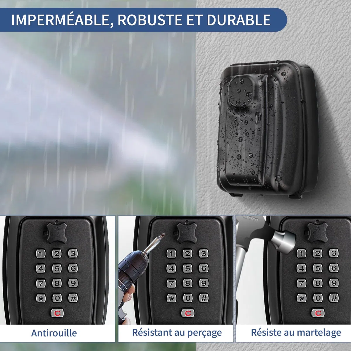 Boite a Clefs Securisee Exterieur, Grande Boite a Cle Murale avec Code 12 Boite a Clef Étanche et Antirouille Chiffres Boite à Clé Sécurisée Coffre a Clef Murale pour Maison Usine Garage