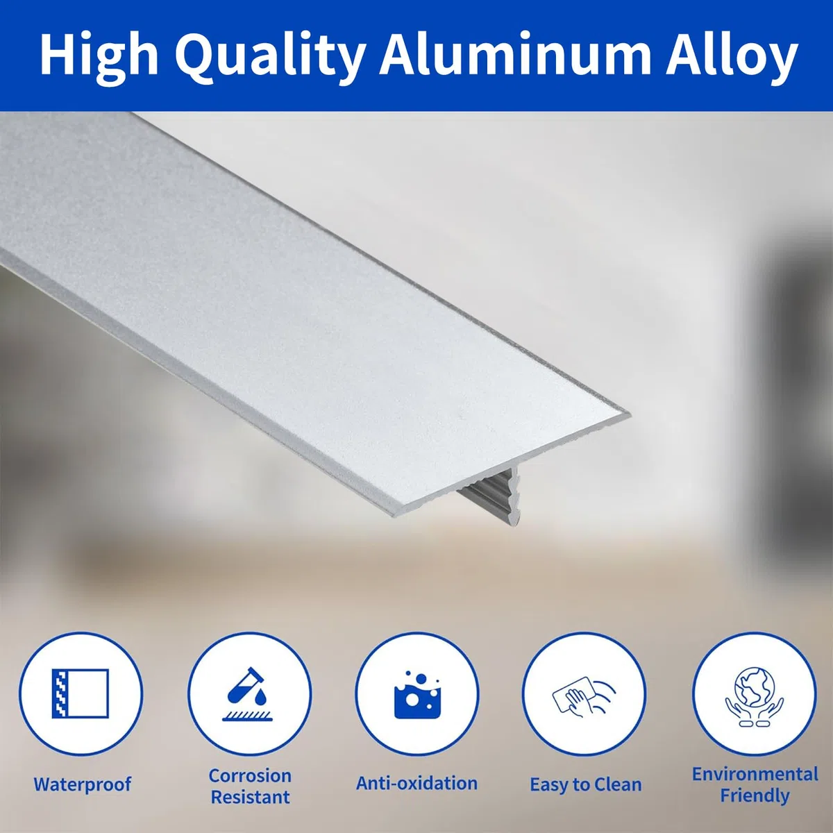 3pcs 2cm Bande de Transition en T Aluminium Barre de Seuil Métal Seuil de Porte Profil de Transition Bande de Transition Sol pour Les Espaces Entre les Carreaux,les Sols,0.9M Argent