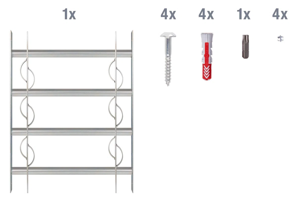 Alberts 563646 Grille de fenêtre de style Secorino | coulissante, pour les fenêtres extérieures | grille de protection anti-effraction | galvanisée, en bleu | 600 x 500-650 mm