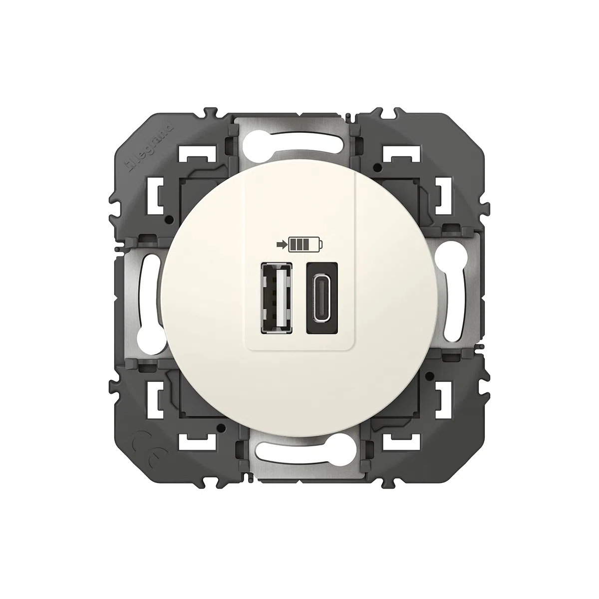 LEGRAND - Prise Double Chargeur USB-A + USB-C 3A/15W dooxie - Conforme Directive CEE - Repiquage sur Prise 2P+T - Blanc