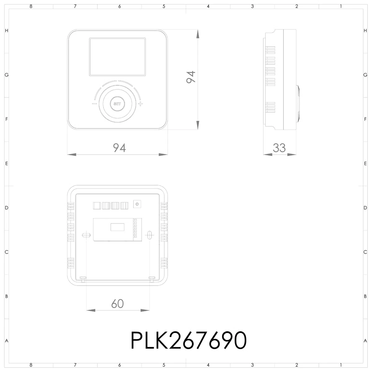 Plikc Quadro Plikc PLK267690 Thermostat d'ambiance numérique Mural à Piles Blanc