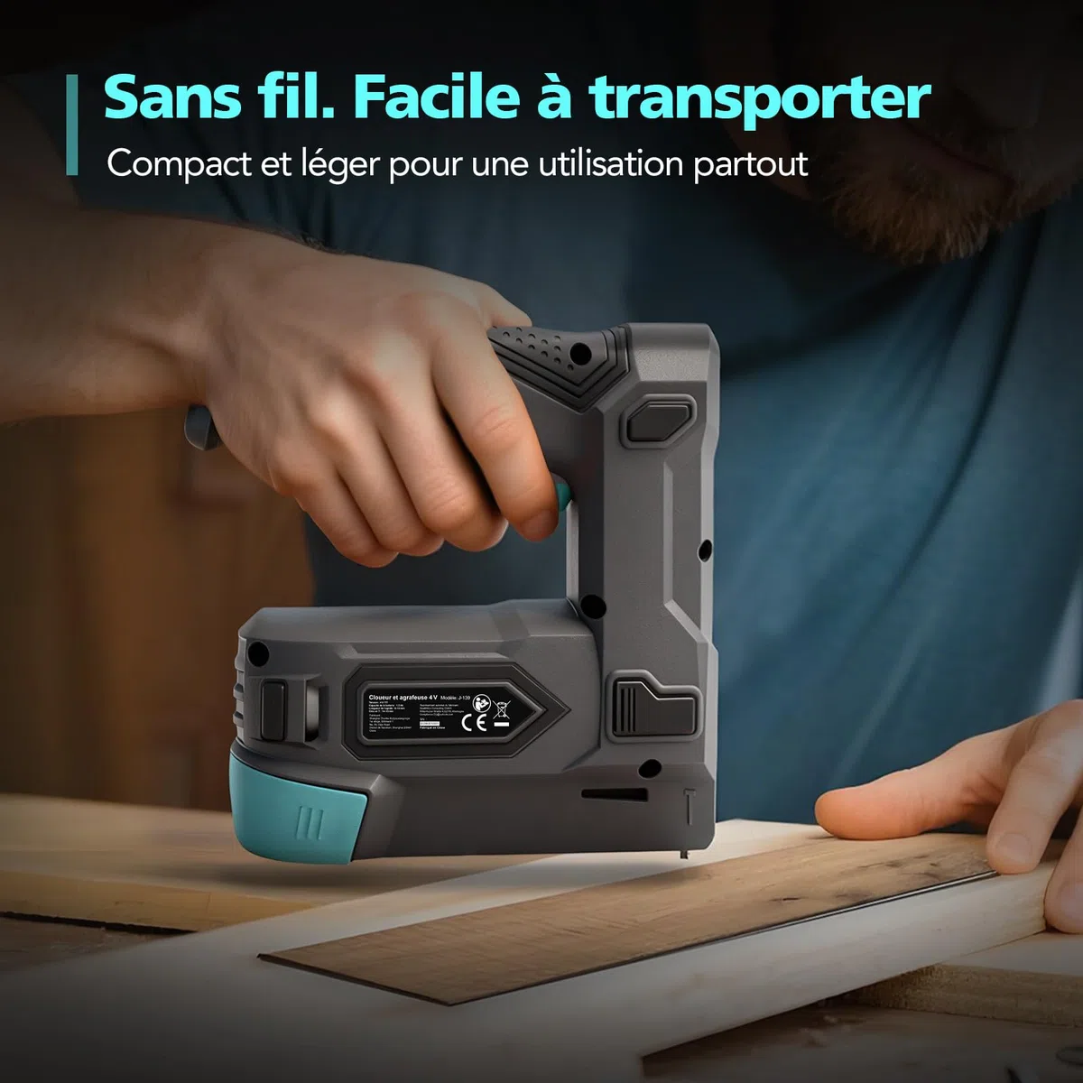 Agrafeuse et Cloueuse Électrique Sans Fil 4V 2-en-1, 6-14mm Agrafes & 14-15mm Clous, avec 400 Agrafes et 100 Clous, pour Tapissier, Bois et Bricolage