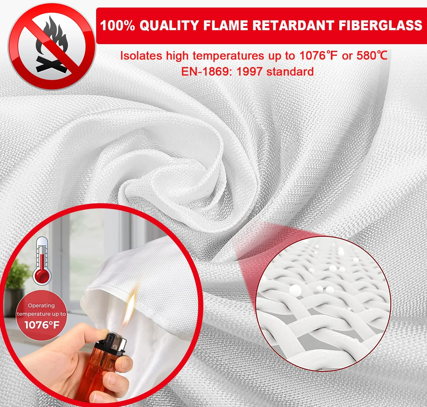 Couverture Anti feu de Survie - 160 x 180 Couverture Anti-feu en Fibre de Verre d'urgence pour la Survie Protection Ignifuge et Isolation Thermique, Applicable à Cuisine, Barbecue, Camping（2 Paquet）