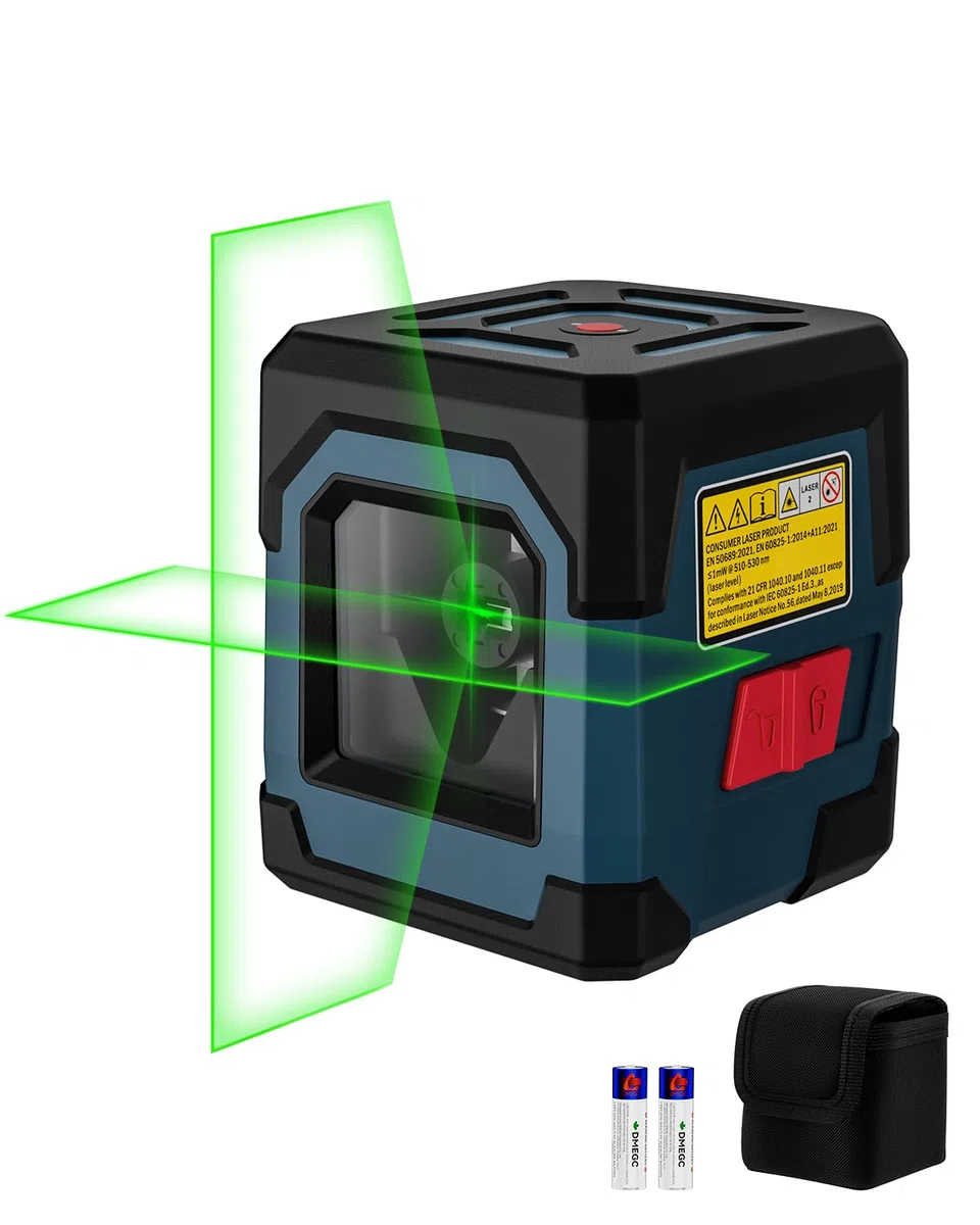 Niveau Laser Vert, RockSeed Cross Line Laser avec Auto-nivellement, Lignes Verticales et Horizontales, Rotatif à 360 Degrés, Pochette de Transport, Batterie Incluse
