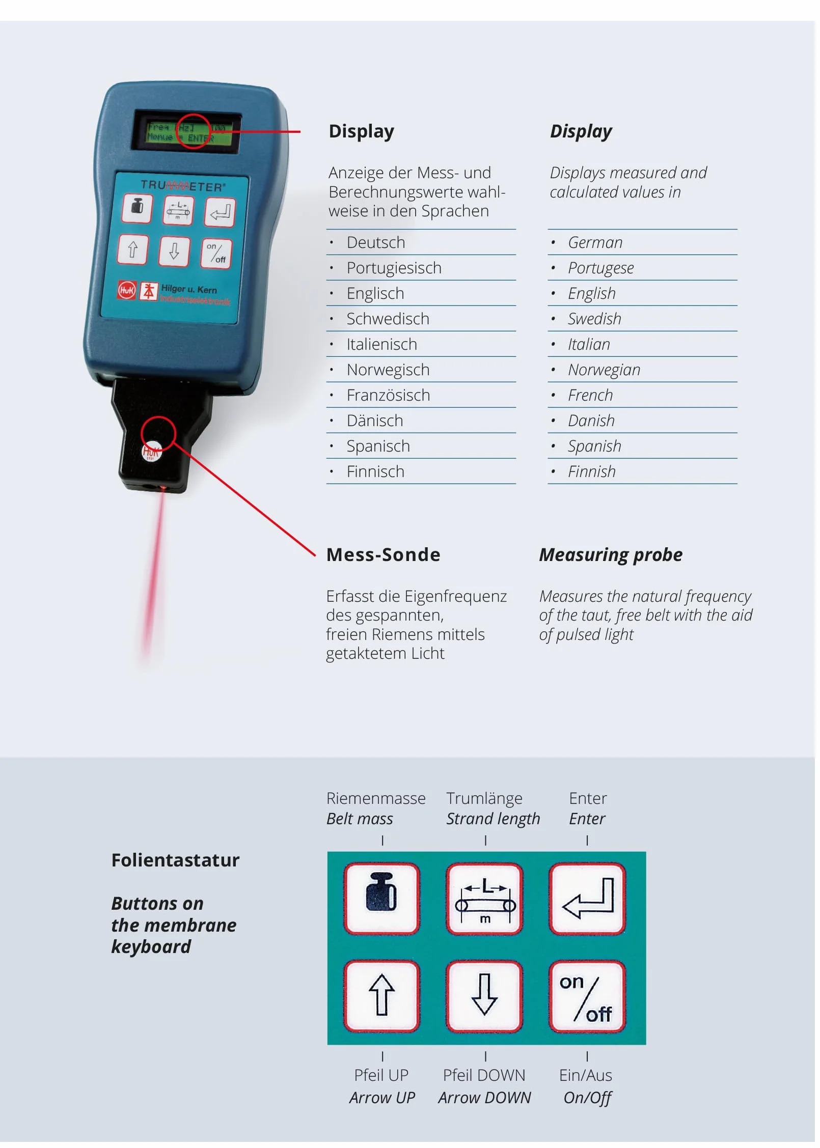 Trummeter Appareil de mesure de tension de courroie